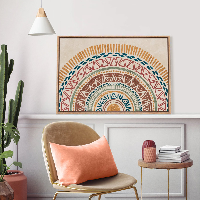 Soleil, motif géométrique moderne Mid-Century Boho, décoration murale pour chambre à coucher, Naturel, H 24 po x l 36 po