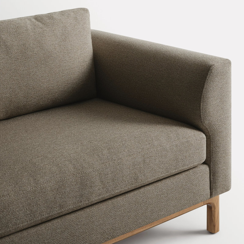 Guide Sofa, 31" H x 96" W x 36" D, White Oak, Coffee Velvet Polyester Blend