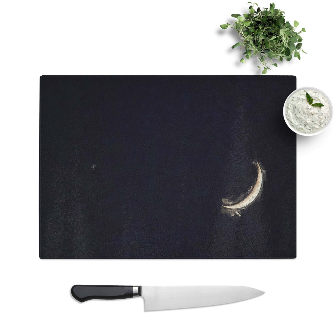 Tempered Glass Crescent Moon and Planet Venus Chopping Board