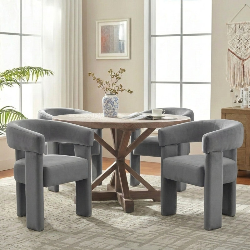 Chaise légère et luxueuse en velours, Gris