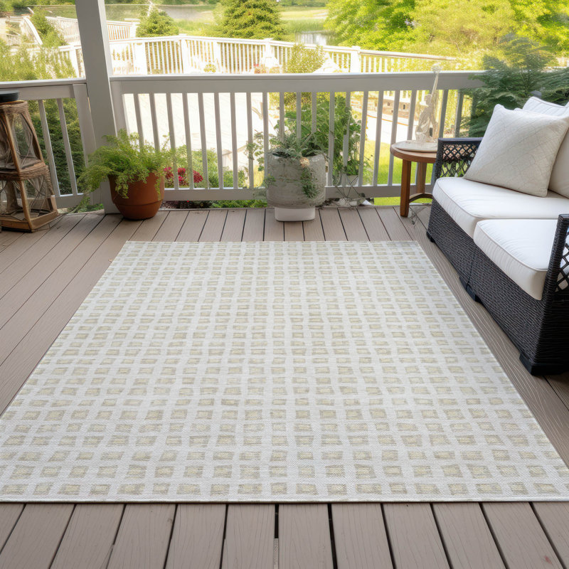 Machine Washable Indoor/Outdoor Chantille ACN727 GeometricRug, Aloe, 9' x 12'