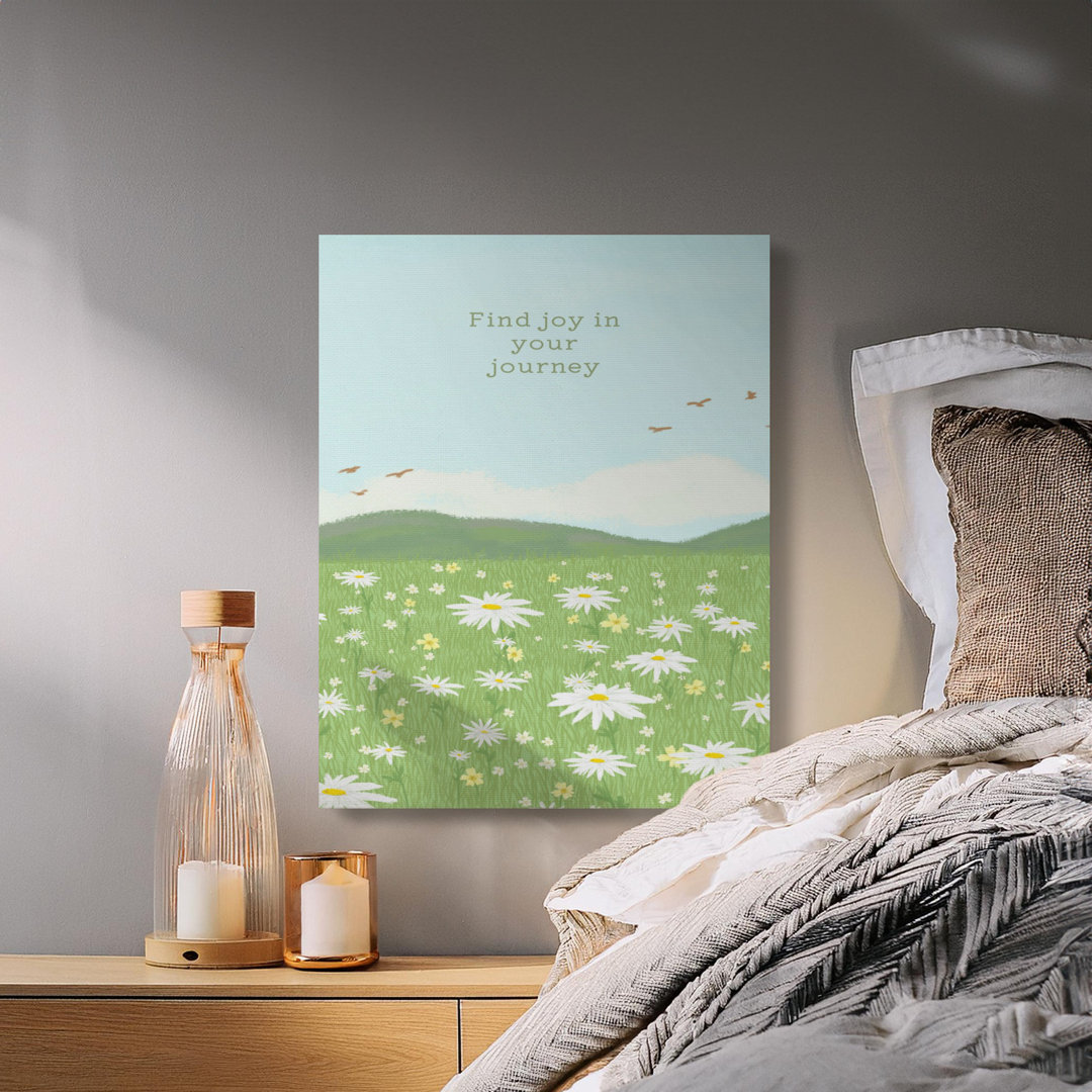 Daisy Field Eure Print, Find Joy Inspirational Quote, Gallery Wrapped, Ready to Hang, Archival Quality, Modern Home Decor