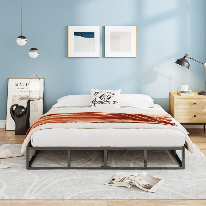 Ndayisenga Metal Box Spring, Basics Mattress Foundation, Heavy Duty Steel Slat Bed Frame, Easy Assembly, Low Profile (5")
