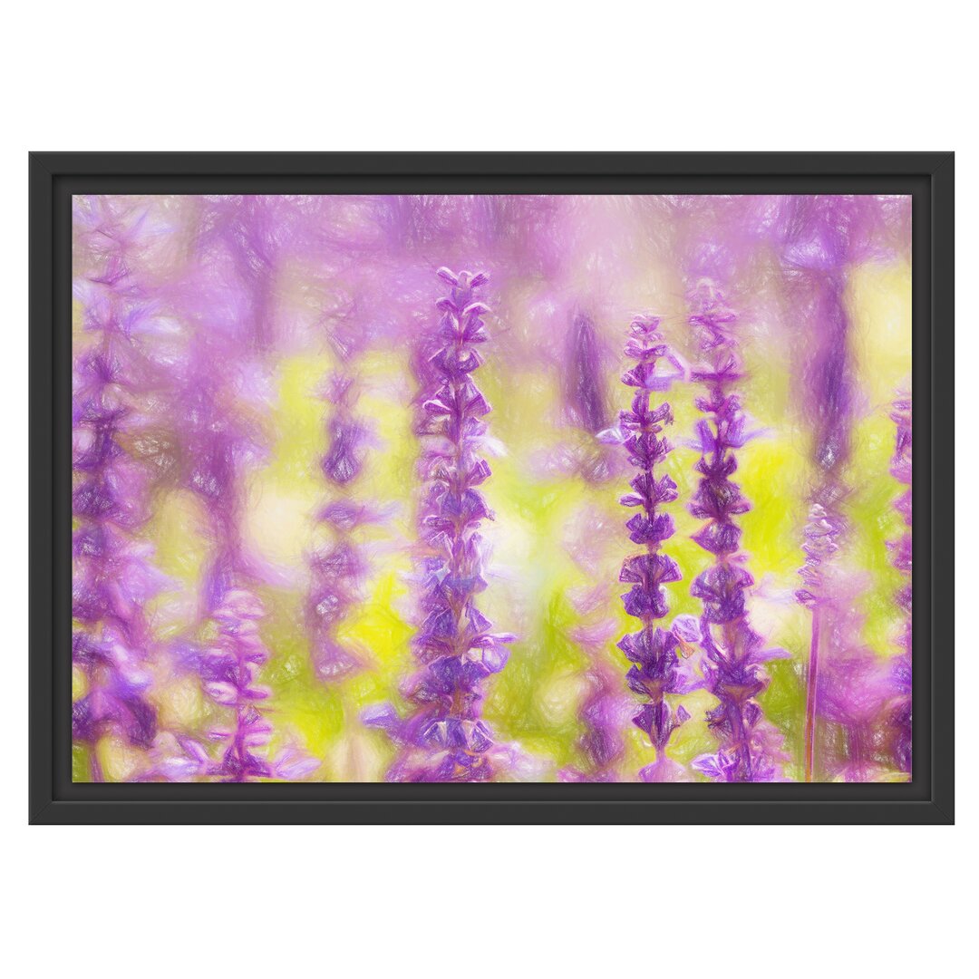 Gerahmtes Wandbild schöne violette Lavendelblüten