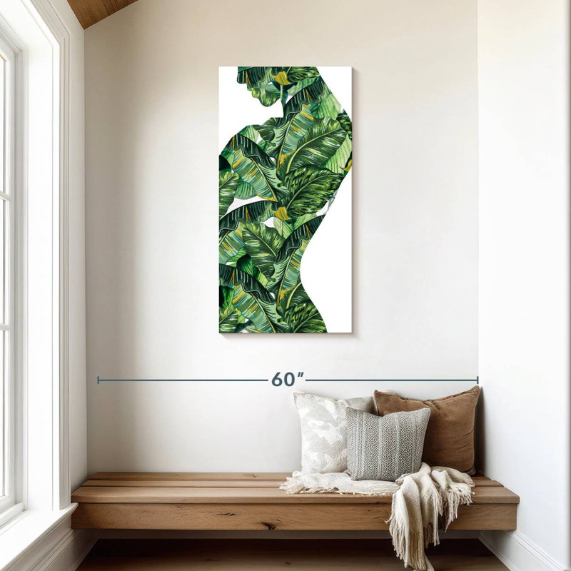Silhouette de femme jungle, H 42 po x l 21 po