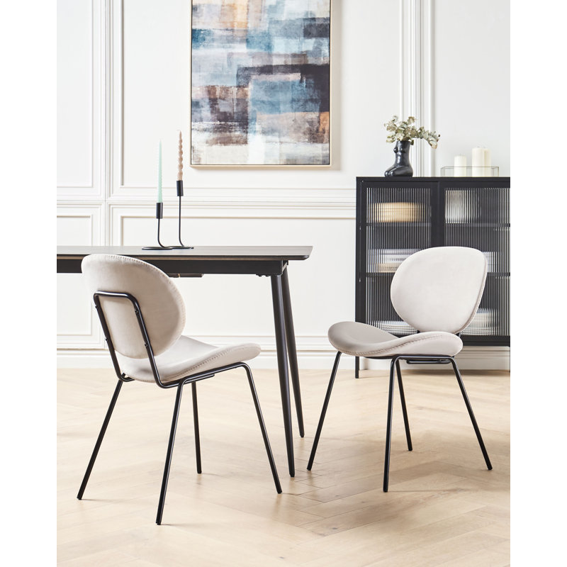 Clabe 42cm H Upholstered Metal King Louis Back Side Chair in Beige