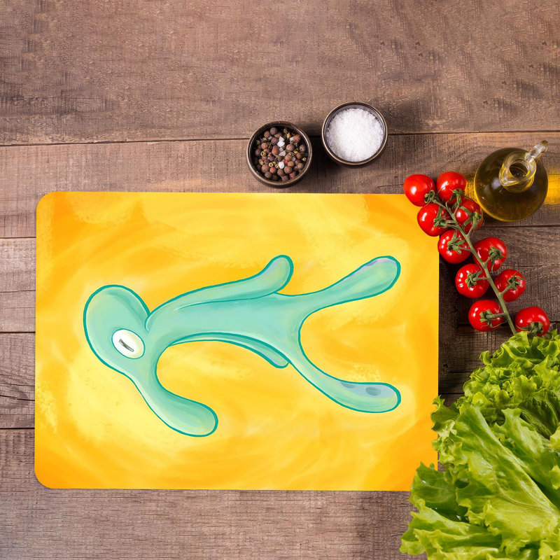 Planche de service moderne en verre durable Bold and Brash Squidward, 11 po x 15 po