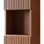 Modern 41" Wall-Mounted Walnut Bathroom Vanity,Open Solid Wood Slatted Storage Compartment With Shelf