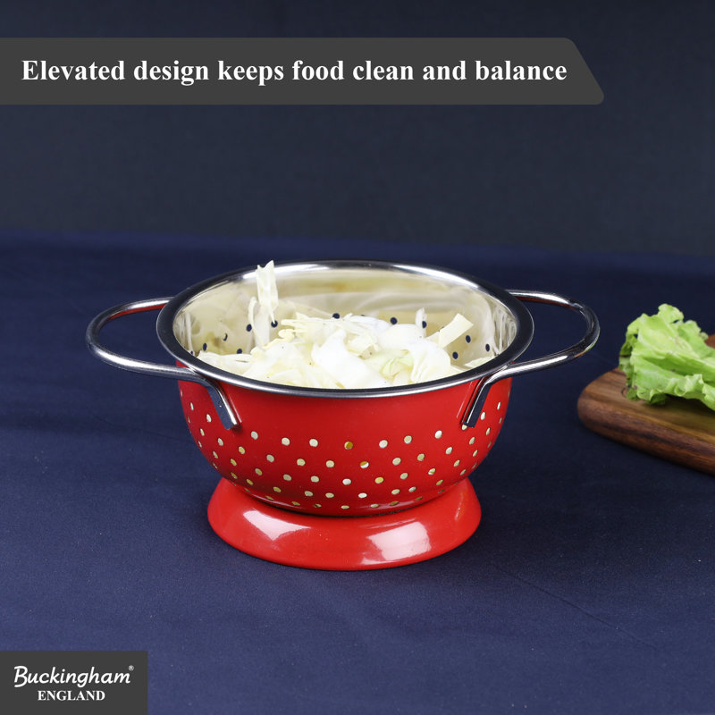 Buckingham Stainless Steel Hemisphere Colander Strainer  , Red