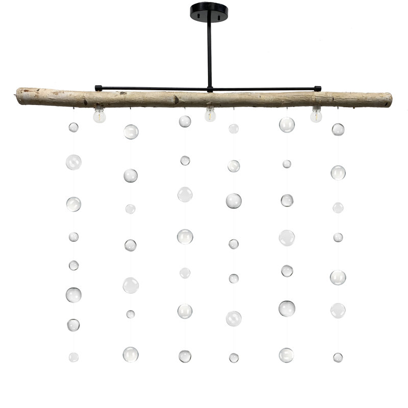 Lustre fantaisie 3 lumières Bubble, Bronze huilé, H 72 po x l 48 po x P 4 po