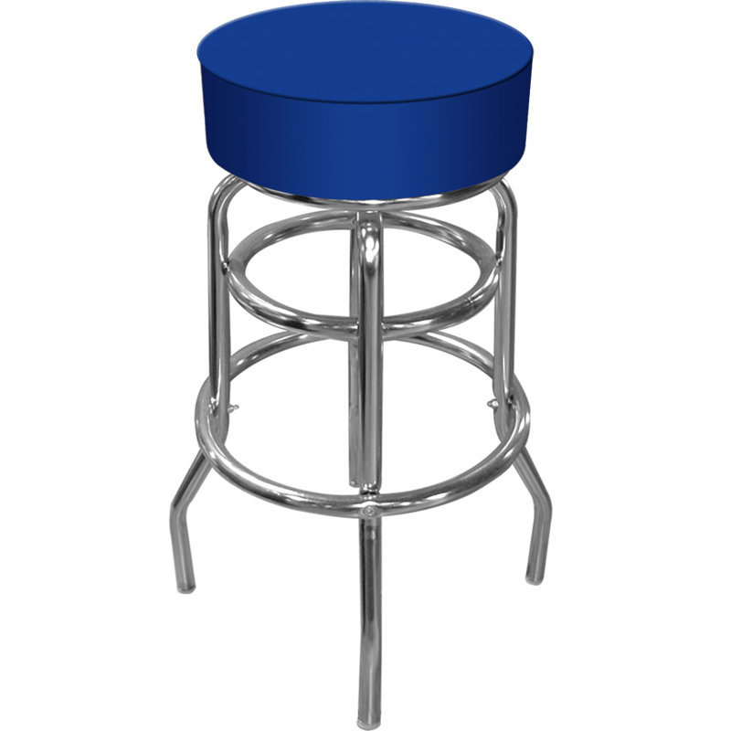 Catawba Swivel Upholstered Faux Leather Counter Stool, Blue