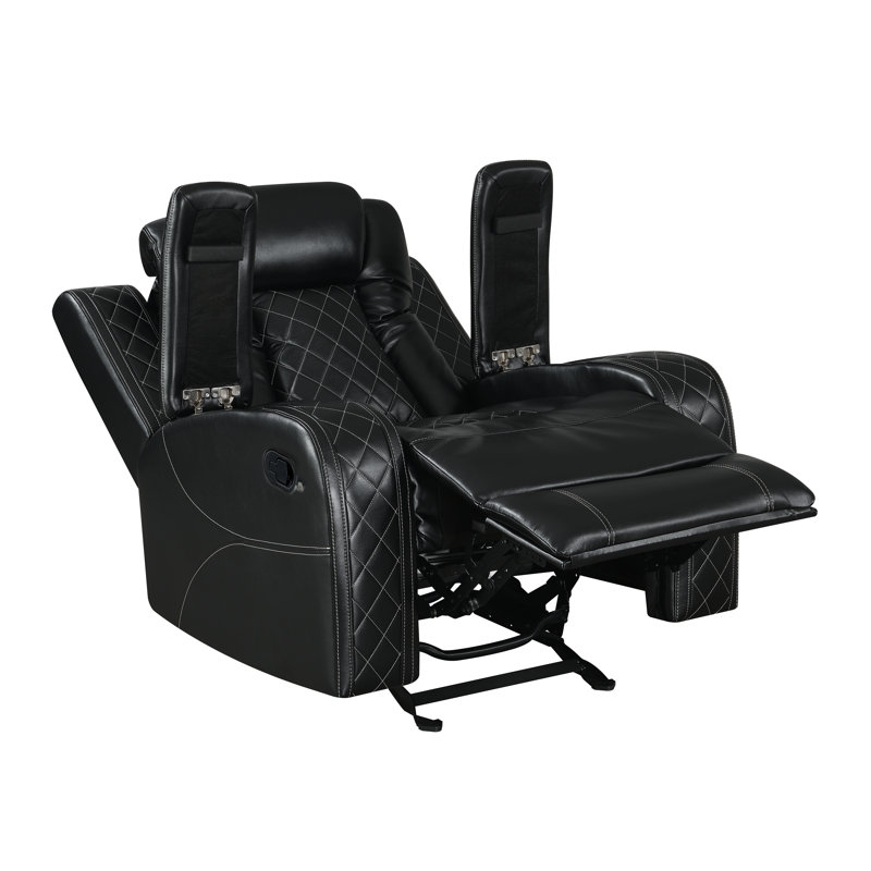 Fauteuil inclinable et oscillant Gracey, Mélange de polyester noir, Manuel - levier / poignée