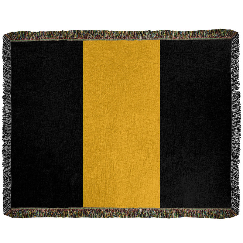 Hand Woven Throw Blanket, 60" x 80", Black/Pittsburgh Gold/Black, Fleece