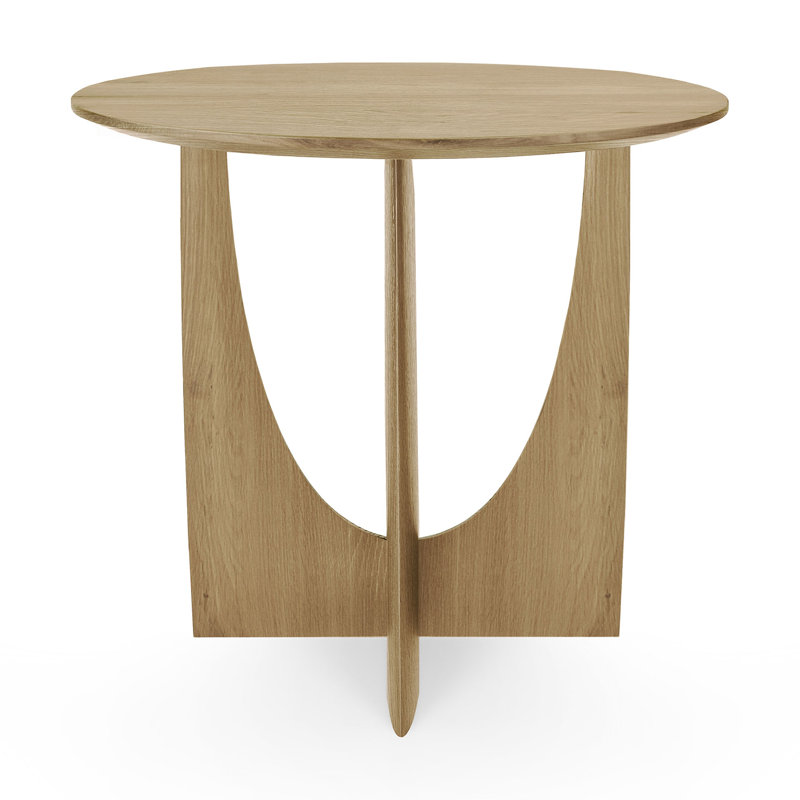 Geometric Solid Wood End Table, Natural Oak