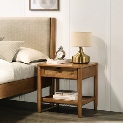 Table de chevet avec tablette en noyer