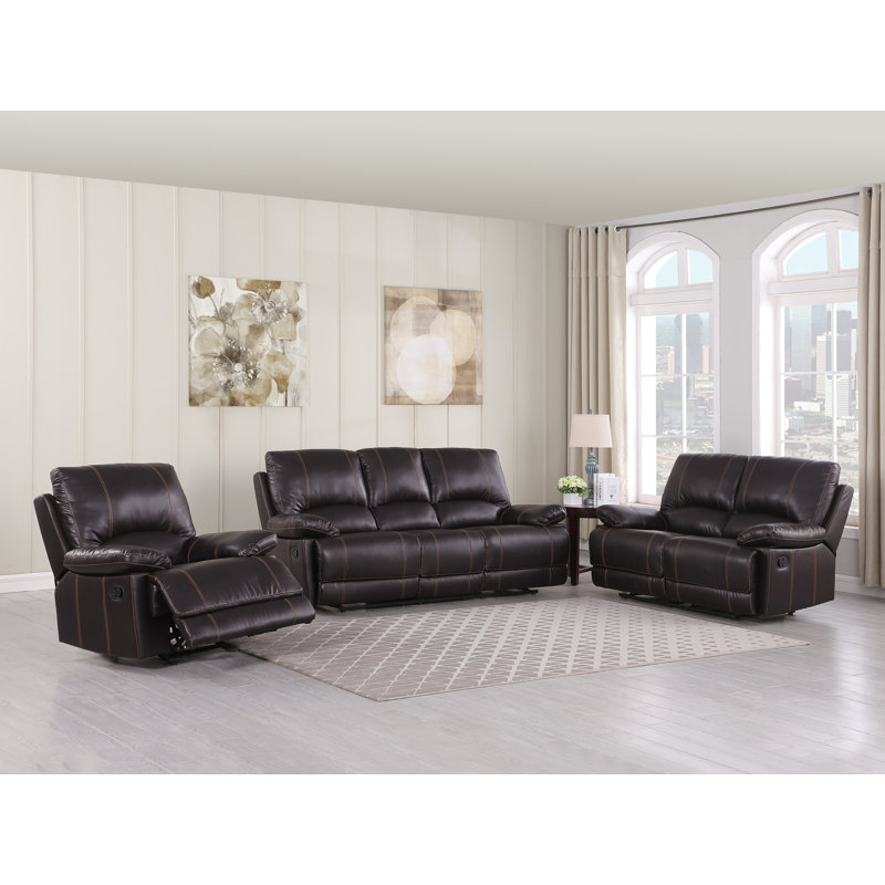 Ensemble de salon inclinable 3 pièces Trower, Brun