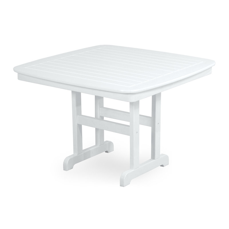POLYWOOD Nautical Dining Table, White, 29" H x 42.5" L x 42.5" W