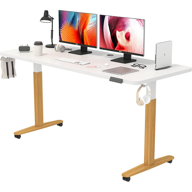 Hukam Metal Base Computer Desk, White