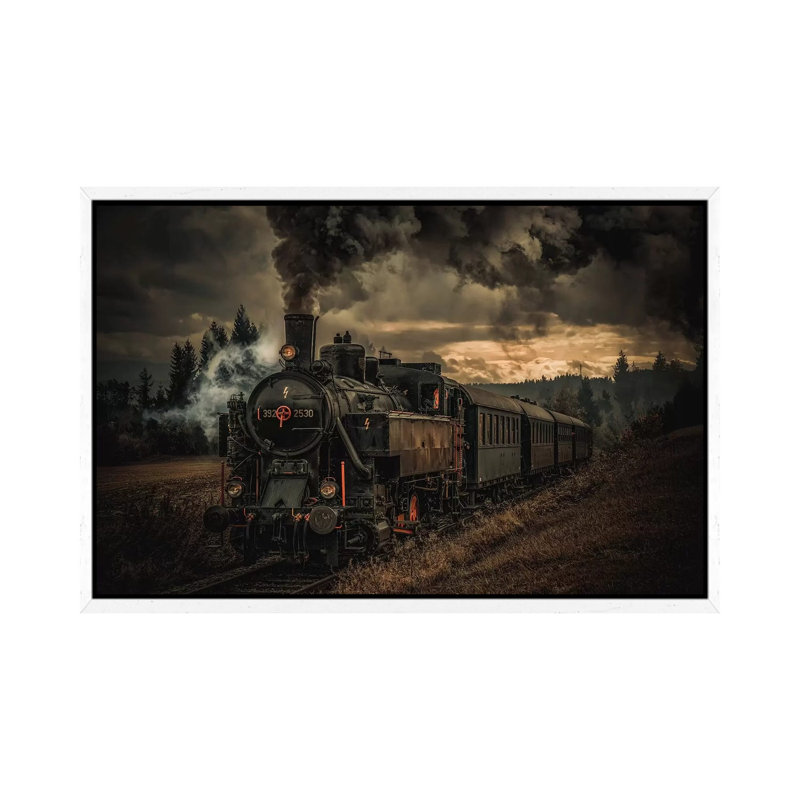 Gold Digger Train 1 Piece Wall Art on Canvas, 45.72cm H x 66.04cm W x 3.81cm D, White Floater Framed