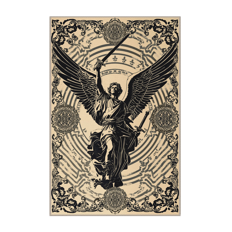 Tapis ornemental beige délavé à la machine Abaokoro, 3 x 5