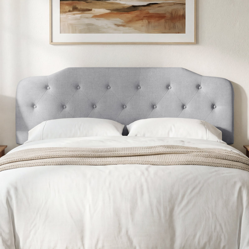 Tête de lit tapissier, Queen, Grey, Linen