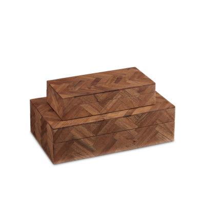 Alfeo 2 Piece Handmade Solid Wood Decorative Box Set