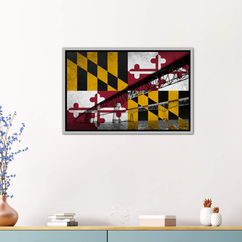 « maryland (chesapeake bay bridge) »-impression sur image, H 40 po x l 26 po x P 1,5 po, Toile avec cadre argenté