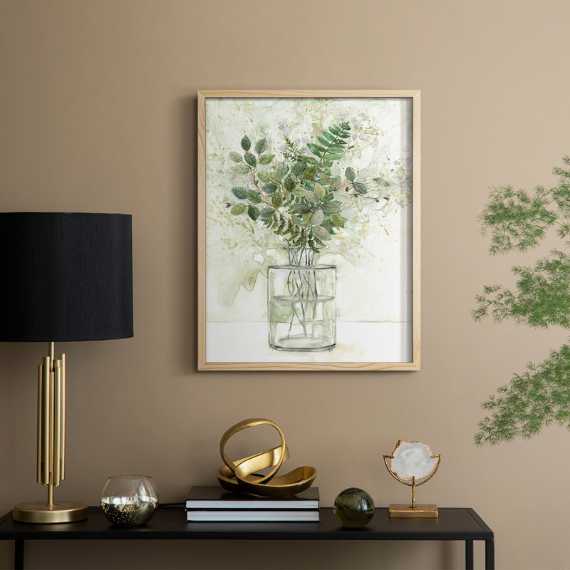 «Delicate Greenery I», reproduction encadrée - bois massif, H 15 po x l 12 po
