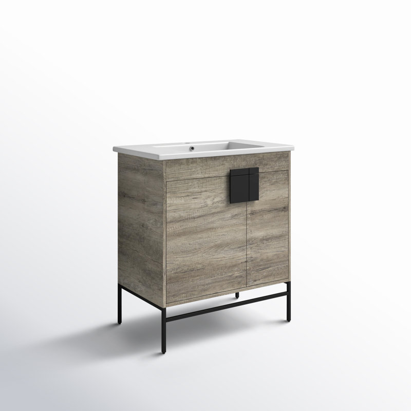 Ensemble de meuble-lavabo simple 30 po Maisie, Noir mat, Gris ombré