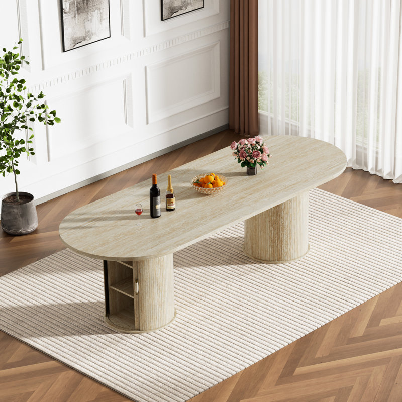 62.99"-94.5" Oval Dining Table for 6 8 10, Rustic Farmhouse Extendable Kitchen Table, Long Large Expandable Dining Room Conference Tables for Home Office