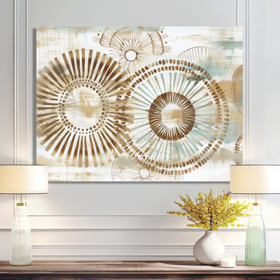 Beige Boho Bohemian Mandala Spiral I - Boho Mosaic Decor Wall Art Living Room