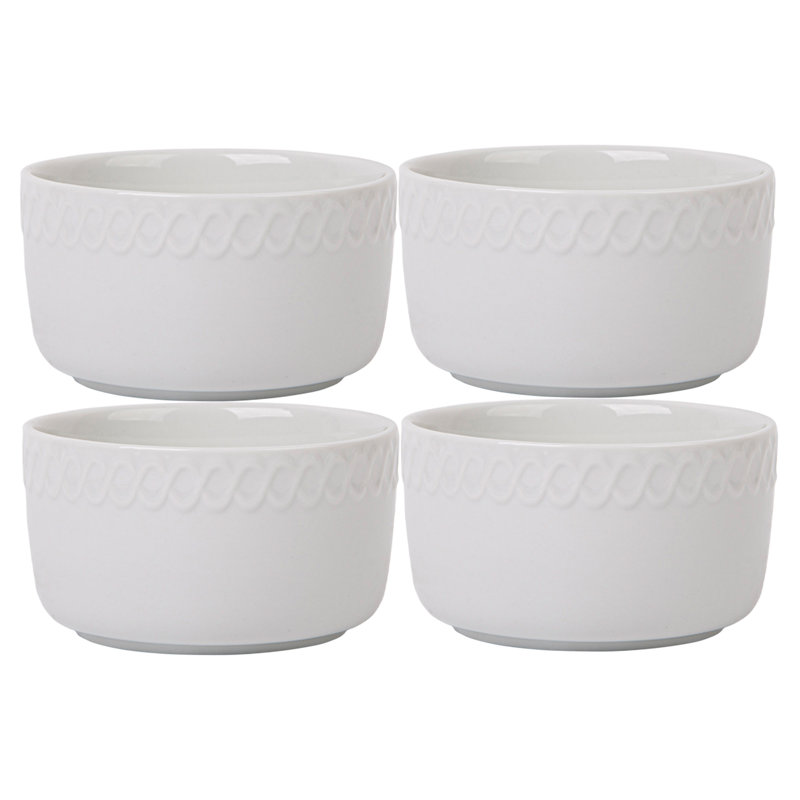 Home Essentials And Beyond Round Porcelain China 4 Piece Ramekin / Soufflé Dish Bakeware Set