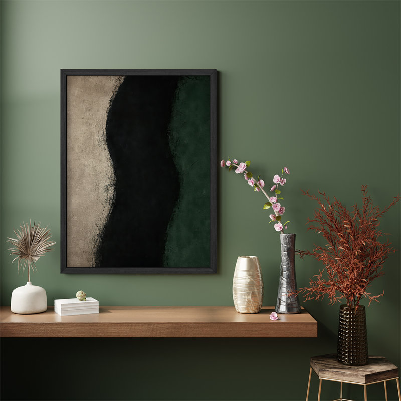 Reproduction d'art encadrée abstraite pour décoration intérieure moderne, H 14 po x l 11 po, Noir