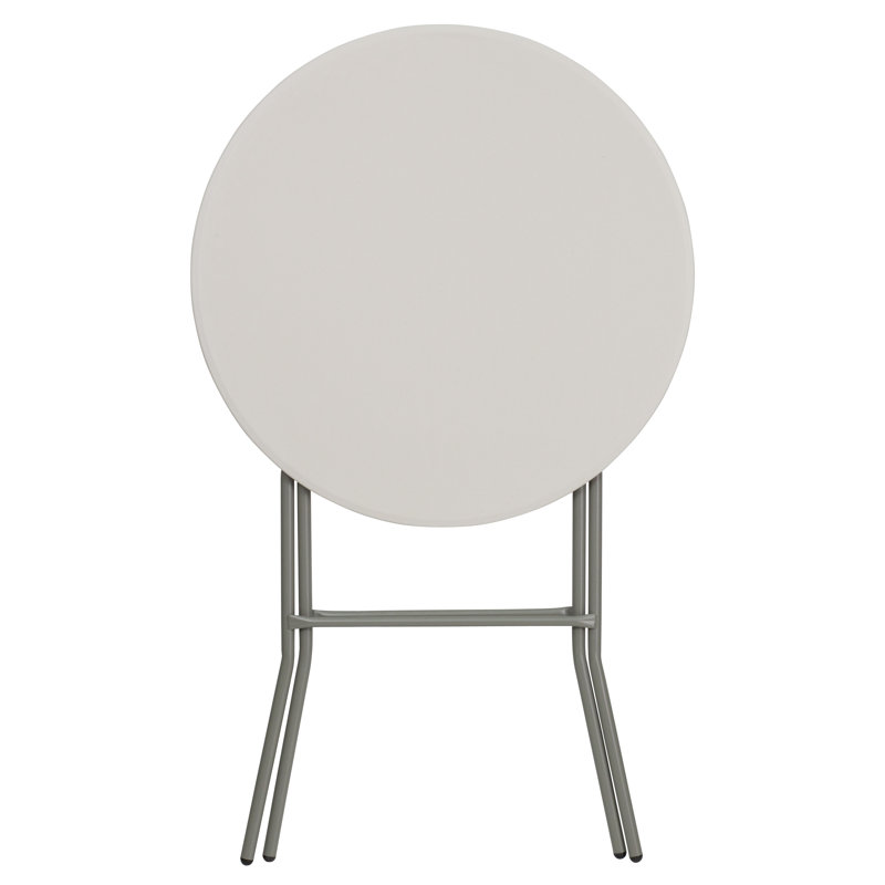 Elegant 31.5" Round Bar Height Folding Table in Granite White and Gray