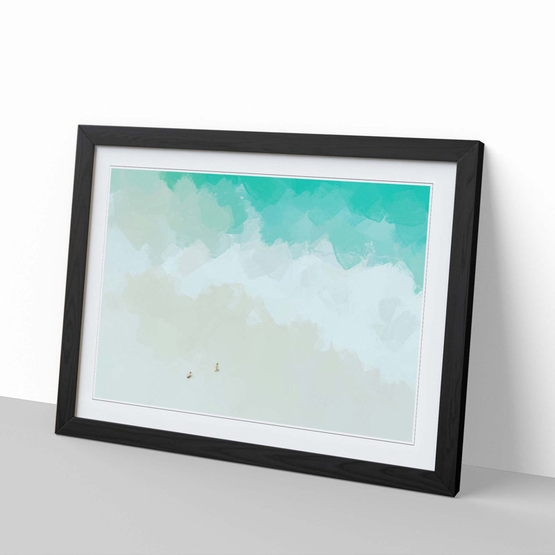 Two upon the Beach in Abstract - Picture Frame Graphic Art Print, 62cm H x 87cm W x 2cm D, Black Framed