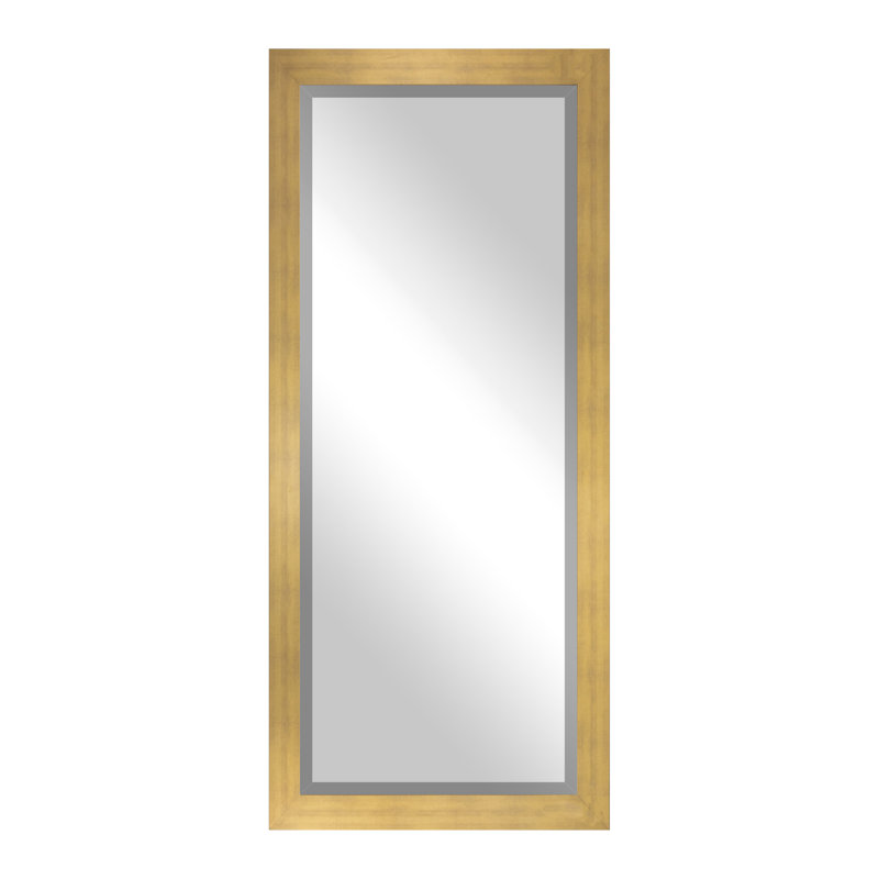 Beveled Full Length Mirror, Matte Gold