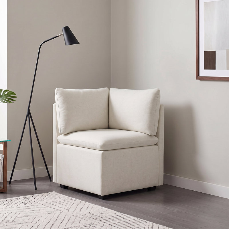 Fauteuil de coin rembourré avec rangement, Lin lin