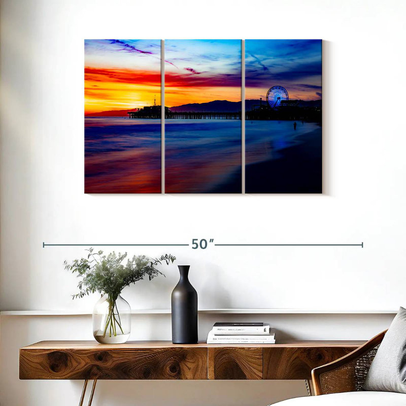 Gillard, Santa Monica, jetée, ciel, coucher de soleil, H 24 po x l 38 po