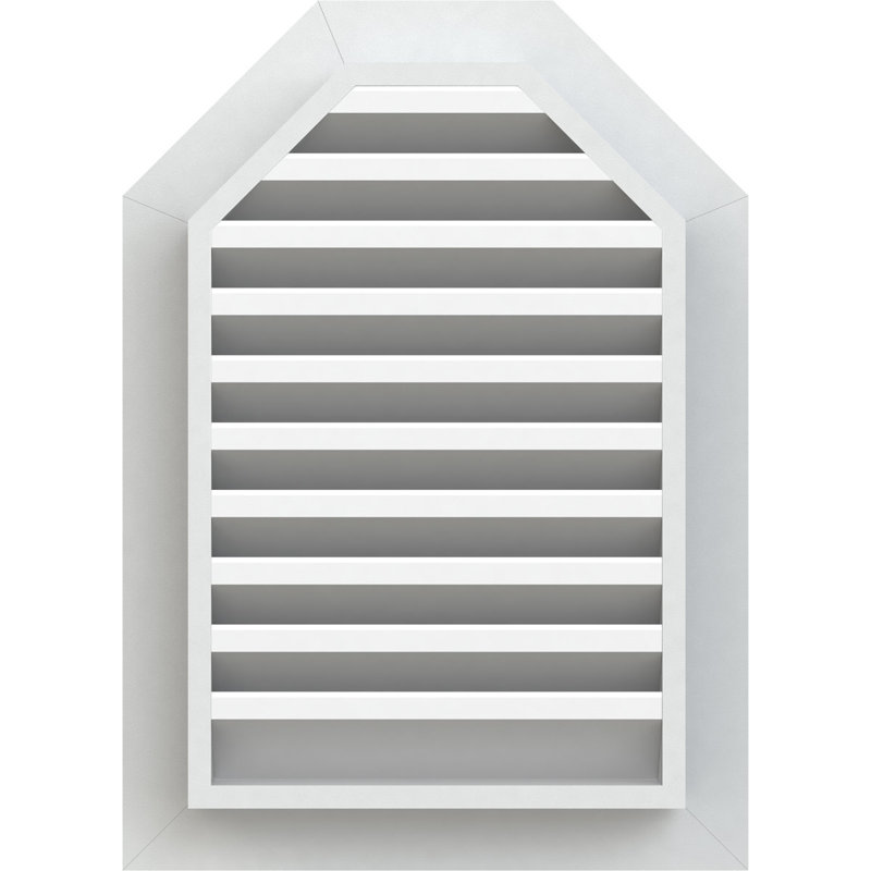 Évent de gable à plateau en pvc avec cadre de garniture plat blanc, H 23 po x l 17 po x P 3 po