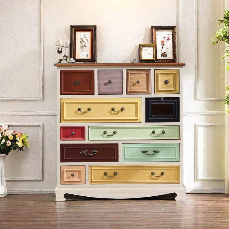 Commode de salon à douze tiroirs, Marron foncé