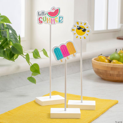 10 1/4 – 14 1/2 Inch Summer Icons Wooden Tabletop Decorations Set - 3 Pc.