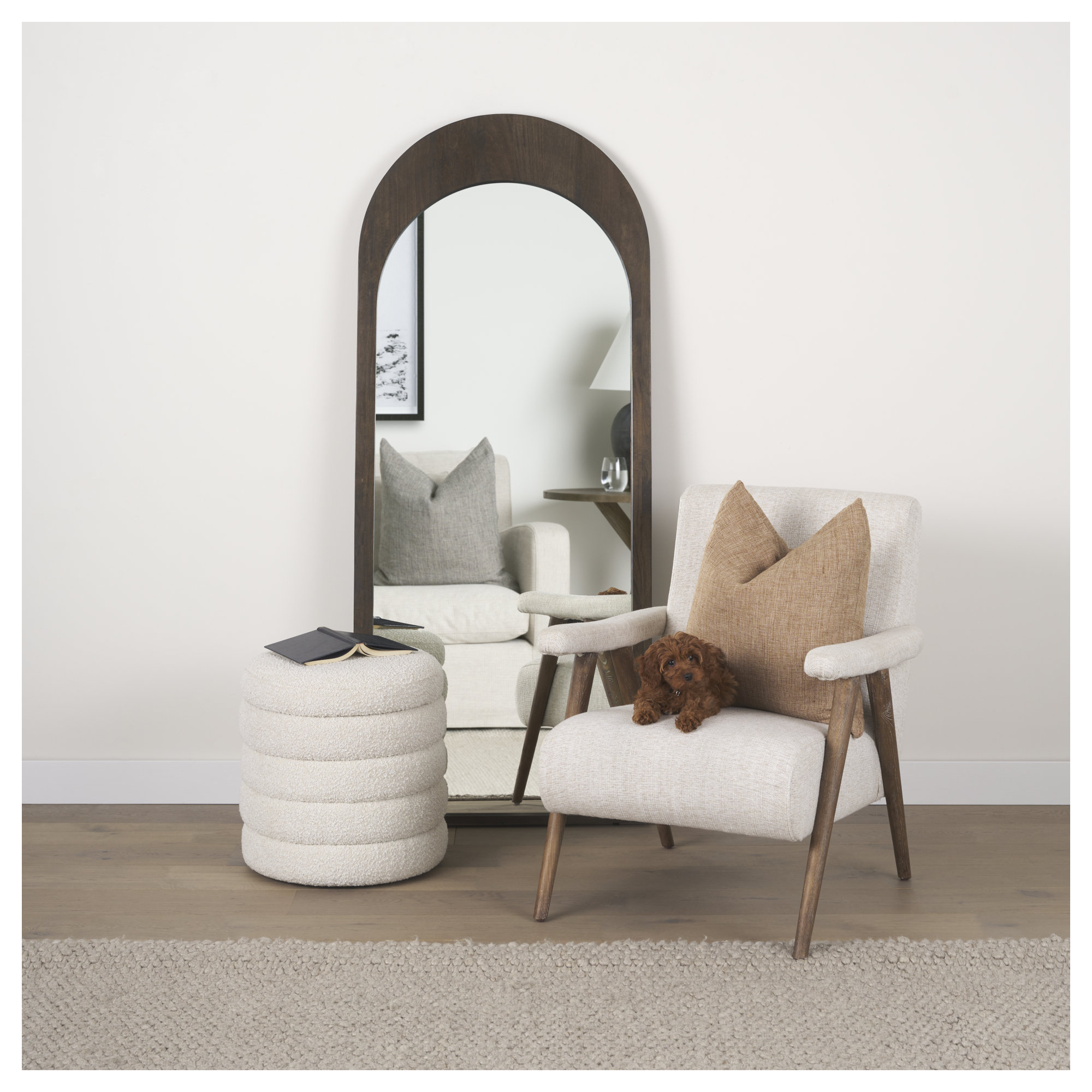 Vixe Solid Wood Mirror, 72" x 30", Dark Brown