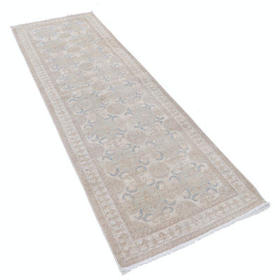2.7x8 ft Wool Runner Rug for Corridor, Hand Knotted Kitchen Rug, Beige Hallway Rug