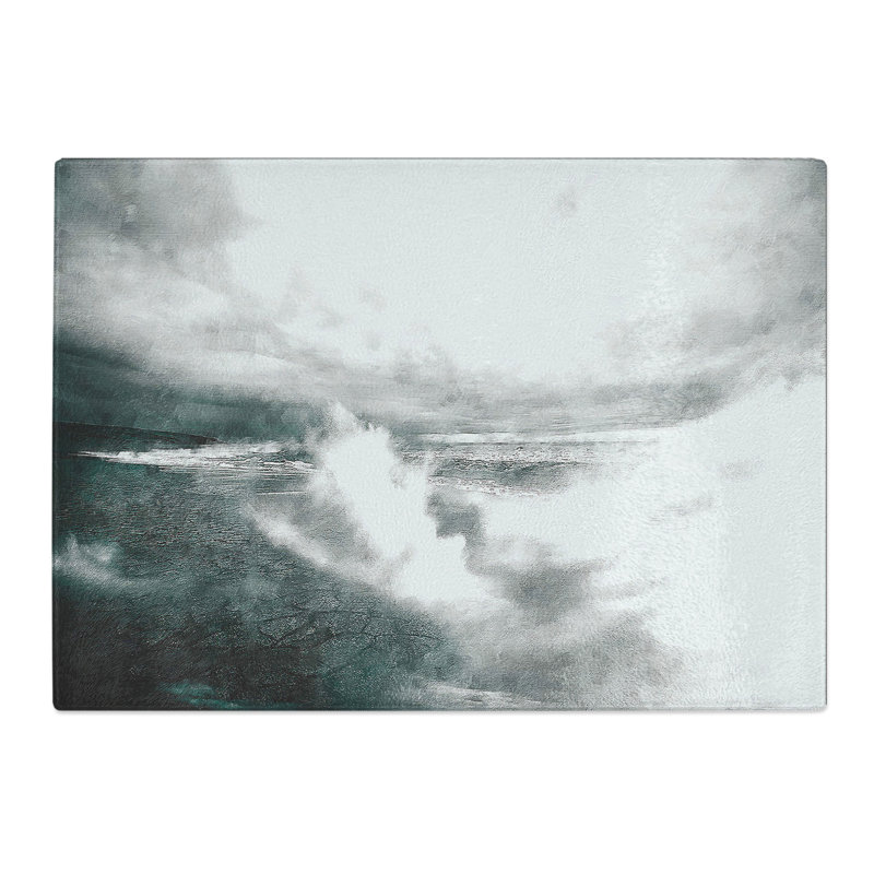 Tempered Glass Crashing Waves Chopping Board, 28.5 cm x 39 cm