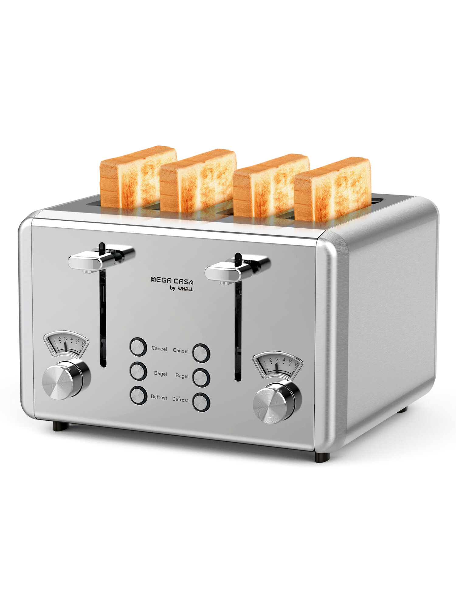 WHALL Long Slot Toaster 4 Slice Brushed Stainless Steel Toaster, 7 Toast  Settings with for $160 - T31269