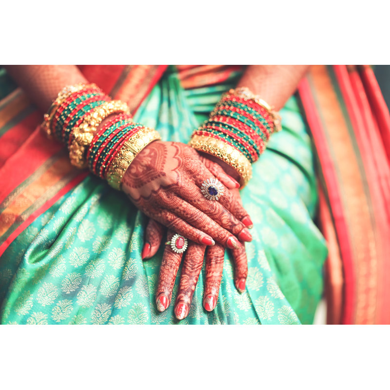 Indian Bride With Mehndi And Jewelry During Wedding - Wrapped Canvas Print, 51cm H x 76cm W x 3.8cm D