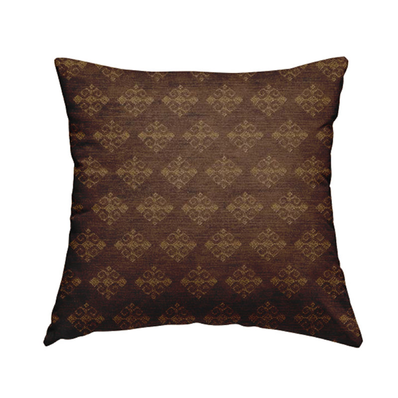 WoodWard Geometric Rectangular Cushion, Brown/Gold