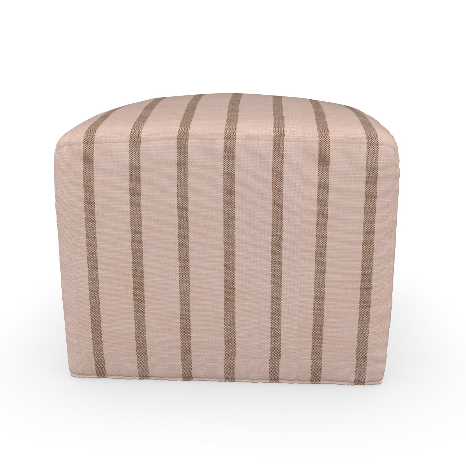 Praia Sunbrella® Outdoor Ottoman, 18" H x 22" W x 22" D, Unwind Cameo Striped Sunbrella®