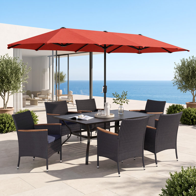 Leonard 6 - Person Patio Dining Set with Rectangular Table , Cushions Included