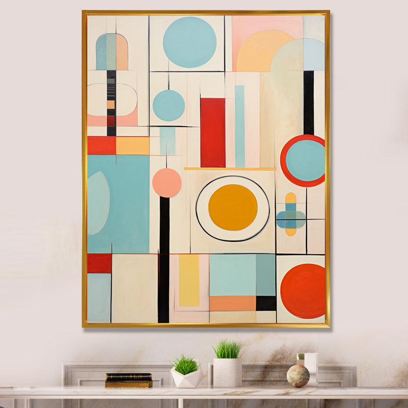 «Ingleton Colorful Mid Century Mod Geometrics II - Abstract Midcentury», art mural, H 20 po x l 12 po x P 1 po